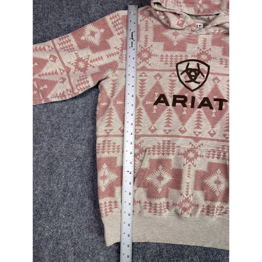 Ariat Hoodie Womans Small Southwestern Aztec Print Sweatshirt Pink Tan Pullover - Picture 3 of 10